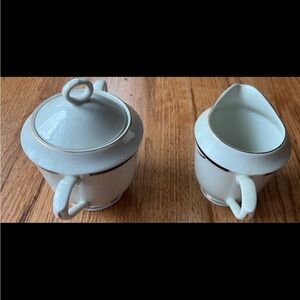 Sango regency mansfield china sugar bowl and creamer.